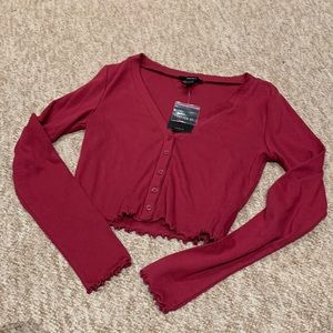 Forever 21 long sleeve button up crop top